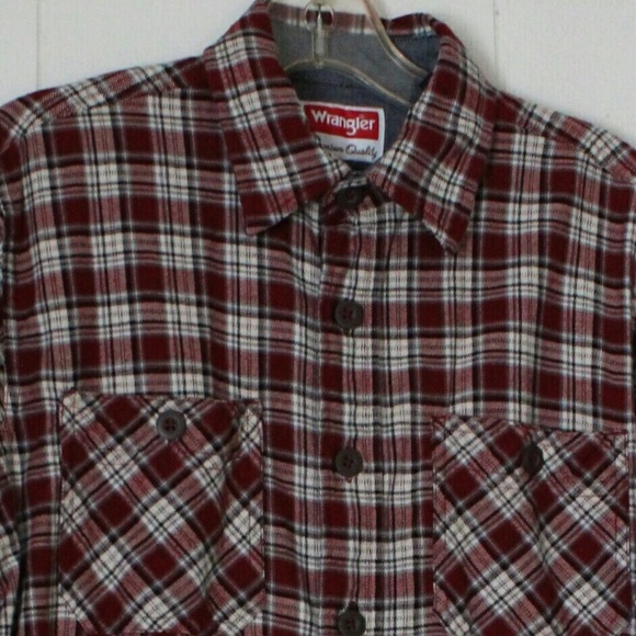Wrangler Men’s Red Plaid Flannel Shirt - Picture 2 of 6